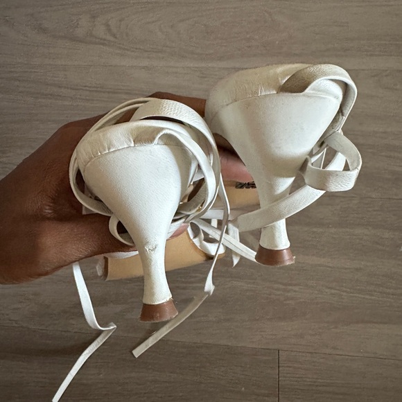Zara Women's Cream Lace-Up Sandals - Picture 2 of 5